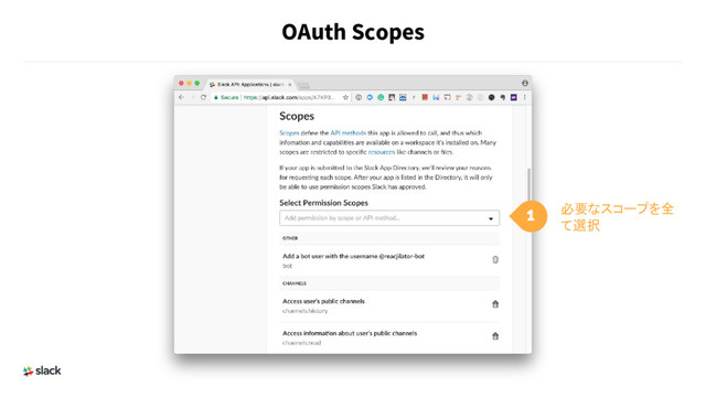 OAuth Scopes
1 必要なスコープを全
て選択
