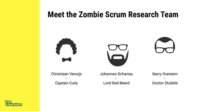 Meet the Zombie Scrum Research Team
Barry Overeem
-
Doctor Stubble
Christiaan Verwijs
-
Captain Curly
Johannes Schartau
-
Lord Red Beard

