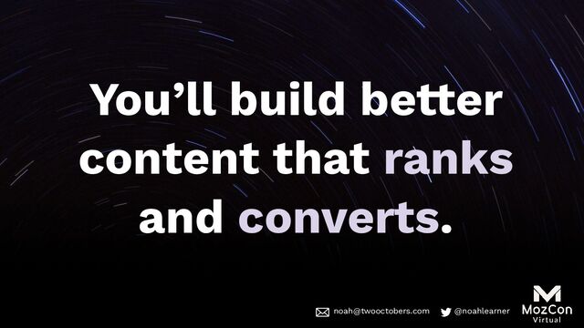 noah@twooctobers @noahlearner
noah@twooctobers.com @noahlearner
You’ll build better
content that ranks
and converts.
