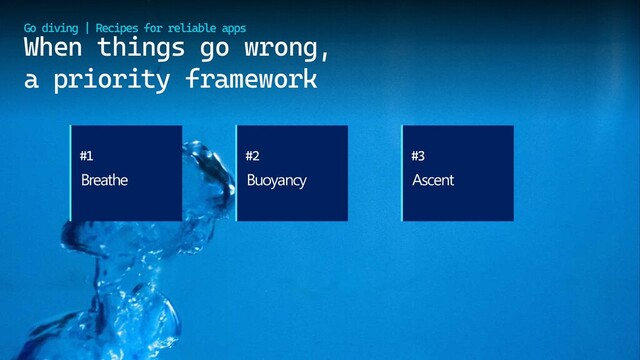 @cmaneu
When things go wrong,
a priority framework
Go diving | Recipes for reliable apps
#1
Breathe
#2
Buoyancy
#3
Ascent
