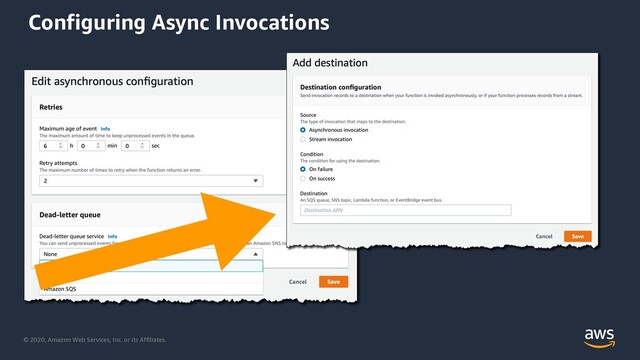 © 2020, Amazon Web Services, Inc. or its Affiliates.
Configuring Async Invocations
