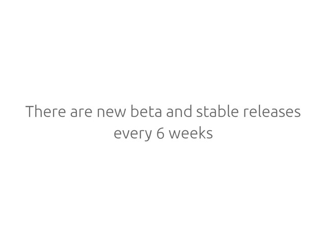 There are new beta and stable releases
every 6 weeks
