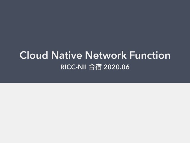 Cloud Native Network Function


RICC-NII ߹॓ 2020.06
