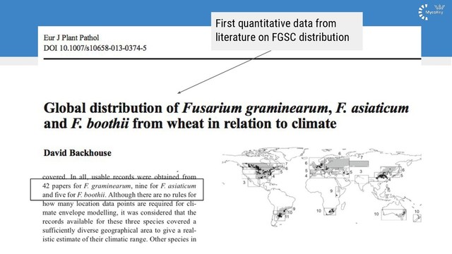 First quantitative data from
literature on FGSC distribution
