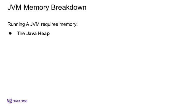 JVM Memory Breakdown
Running A JVM requires memory:
● The Java Heap

