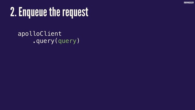@BRWNGRLDEV
apolloClient
.query(query)
2. Enqueue the request
