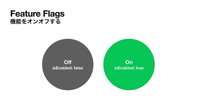 Feature Flags
ػೳΛΦϯΦϑ͢Δ
O
ff
isEnabled: false
On
isEnabled: true
