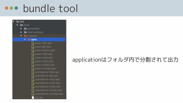 bundle tool
applicationはフォルダ内で分割されて出力
