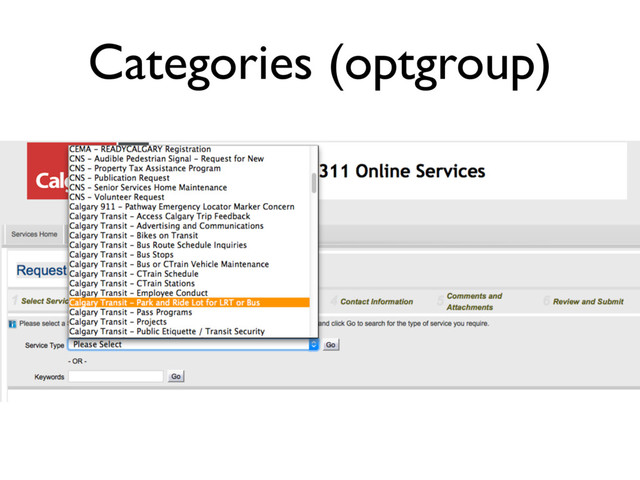 Categories (optgroup)
