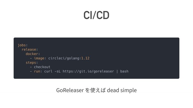 CI/CD
ば GoReleaser dead simple
GoReleaser dead simple
