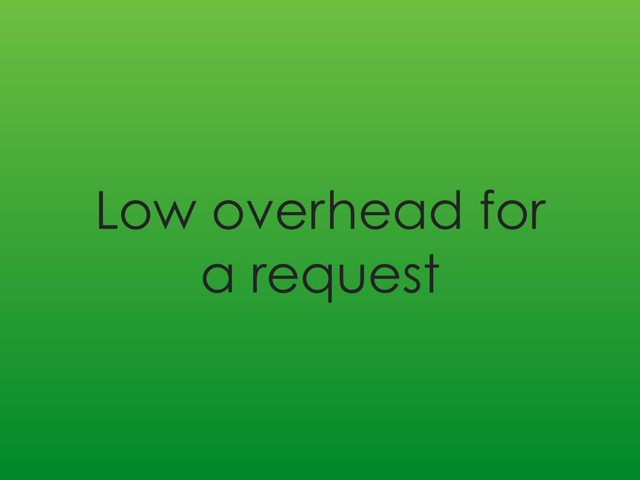Low overhead for
a request
