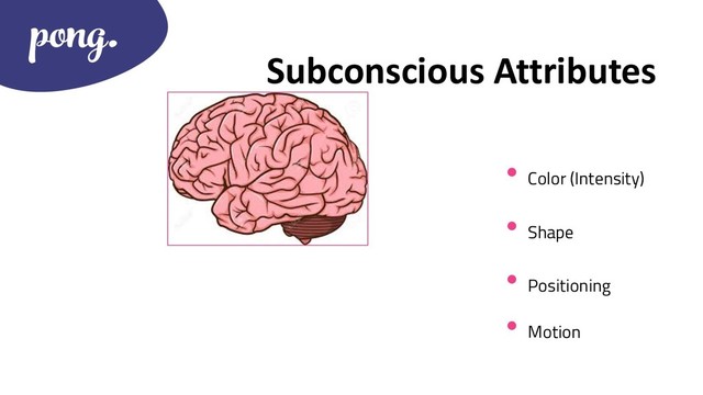 Subconscious Attributes
• Color (Intensity)
• Shape
• Positioning
• Motion
