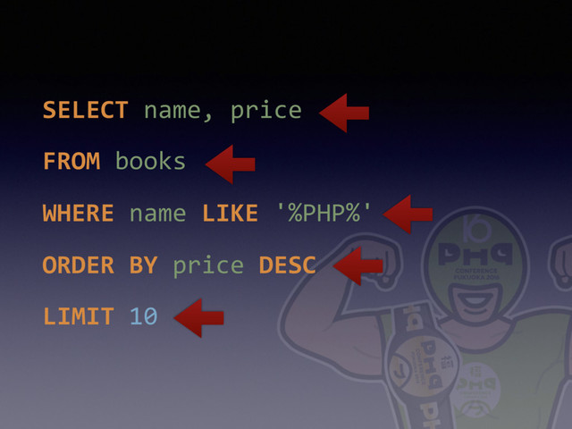 SELECT name, price 
FROM books 
WHERE name LIKE '%PHP%' 
ORDER BY price DESC 
LIMIT 10
