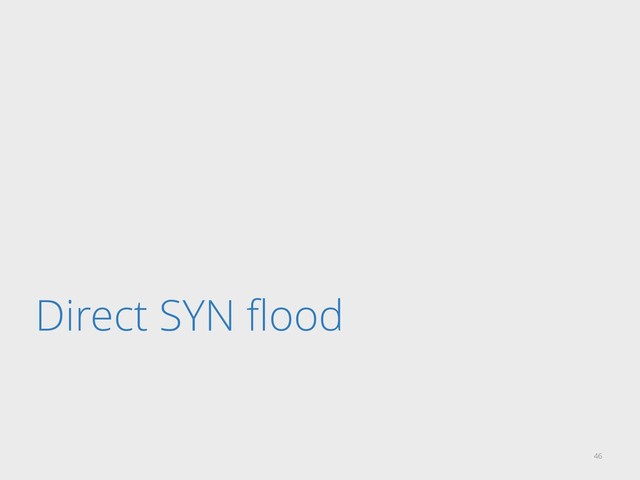 Direct SYN ﬂood
46
