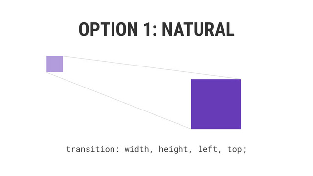 OPTION 1: NATURAL
transition: width, height, left, top;
