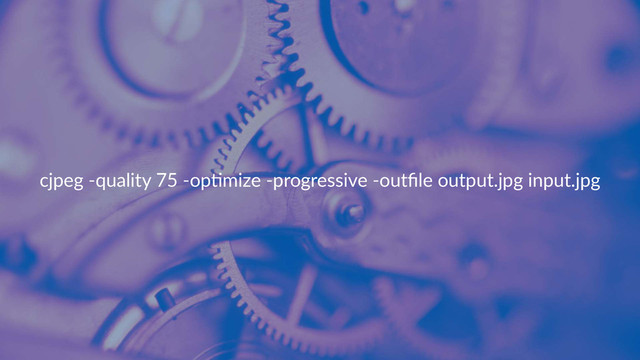 cjpeg&'quality&75&'op2mize&'progressive&'outﬁle&output.jpg&input.jpg

