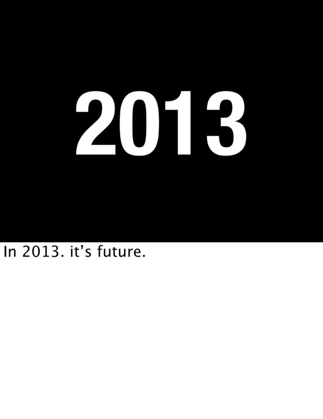 2013
In 2013. it’s future.
