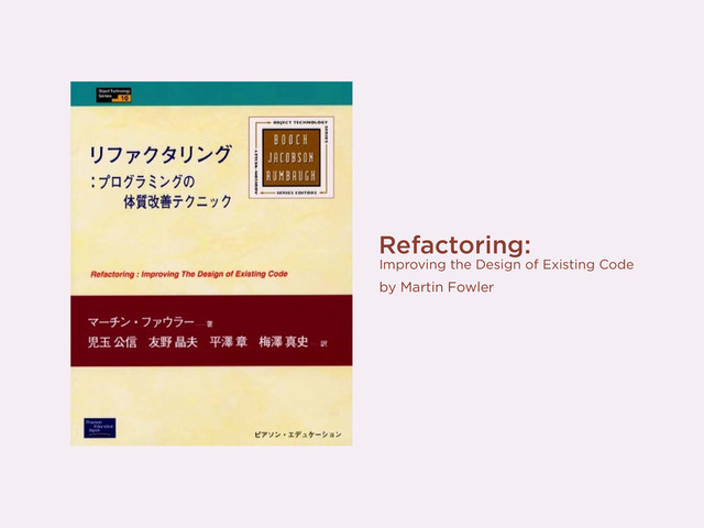 Refactoring:
Improving the Design of Existing Code
by Martin Fowler
