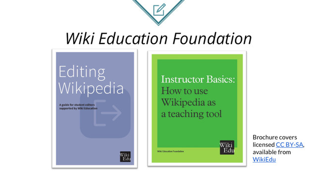 Wiki Education Foundation
Brochure covers
licensed CC BY-SA,
available from
WikiEdu
