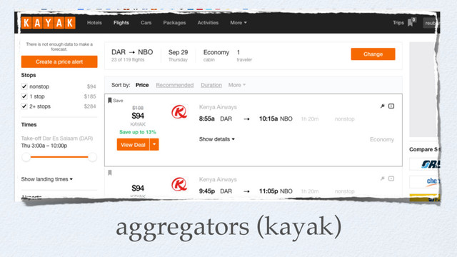 aggregators (kayak)
