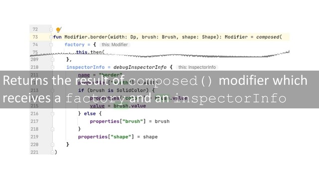 Returns the result of composed() modifier which
receives a factory and an inspectorInfo
