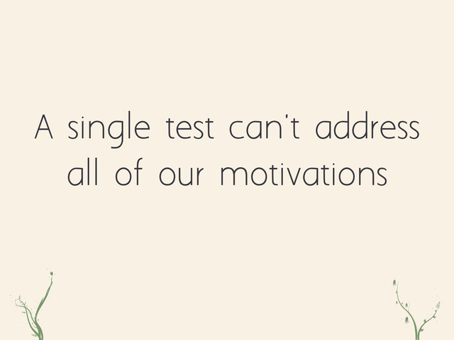 kpo qw
A single test can't address
all of our motivations
