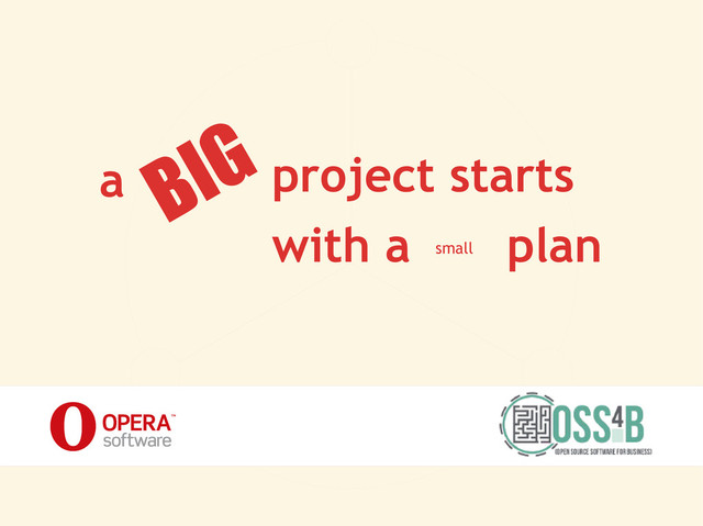 a BIGproject starts
with a small
plan
