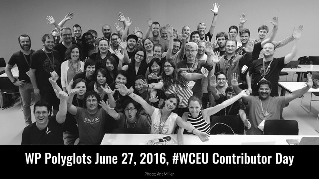 11
MEET
OUR
TEAM
W R I T E H E R E S O M E T H I N G
WP Polyglots June 27, 2016, #WCEU Contributor Day
Photo; Ant Miller
