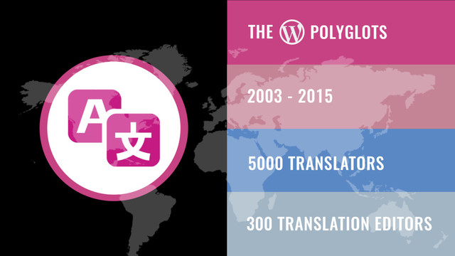 THE
5000 TRANSLATORS
300 TRANSLATION EDITORS
POLYGLOTS
2003 - 2015
