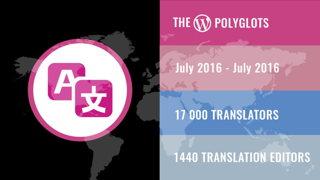 THE
17 000 TRANSLATORS
1440 TRANSLATION EDITORS
POLYGLOTS
July 2016 - July 2016
