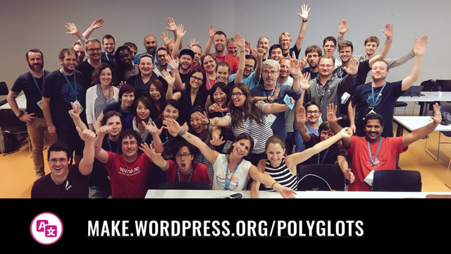 42
ABOUT
OUR
COMPANY
W R I T E H E R E S O M E T H I N G
Join the #Polyglots team
Join the #Polyglots team
MAKE.WORDPRESS.ORG/POLYGLOTS
