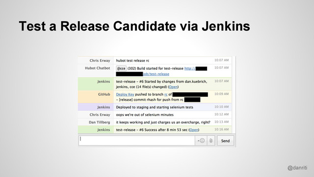 @danriti
Test a Release Candidate via Jenkins
