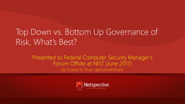 Top-down vs. Bottom-up Risk Governance
