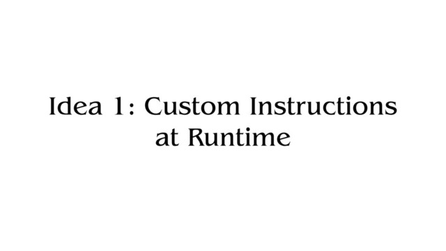 Idea 1: Custom Instructions
at Runtime
