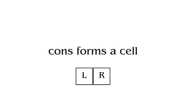 cons forms a cell
L R
