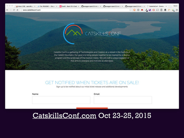 CatskillsConf.com Oct 23-25, 2015
