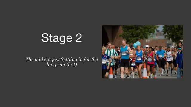 The mid stages: Settling in for the
long run (ha!)
