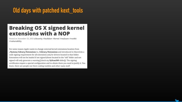 Old days with patched kext_tools
