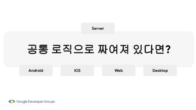 Server
Android iOS Web Desktop
공통 로직으로 짜여져 있다면?
