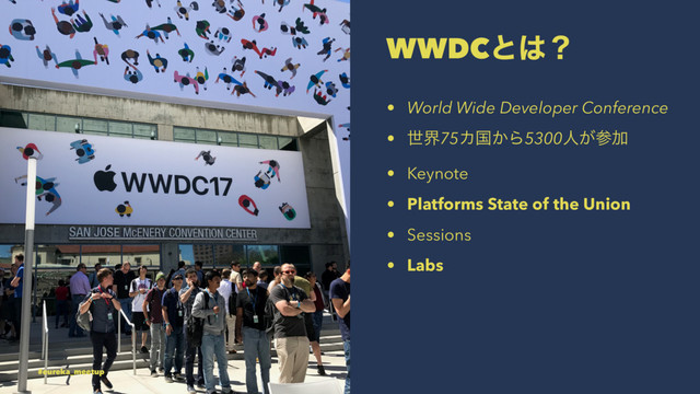 WWDCͱ͸ʁ
• World Wide Developer Conference
• ੈք75Χࠃ͔Β5300ਓ͕ࢀՃ
• Keynote
• Platforms State of the Union
• Sessions
• Labs
#eureka_meetup
