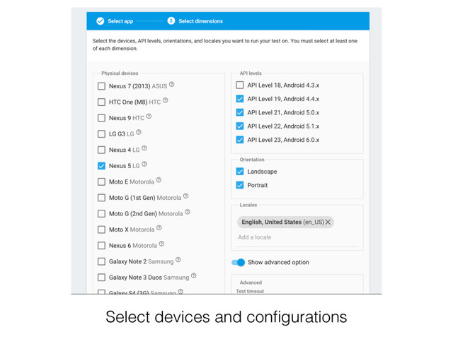Select devices and conﬁgurations
