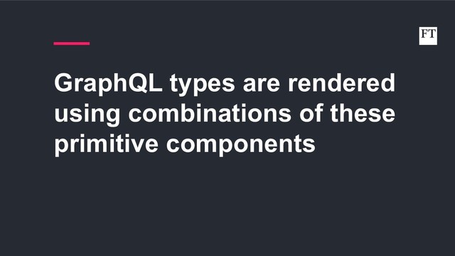 GraphQL types are rendered
using combinations of these
primitive components
