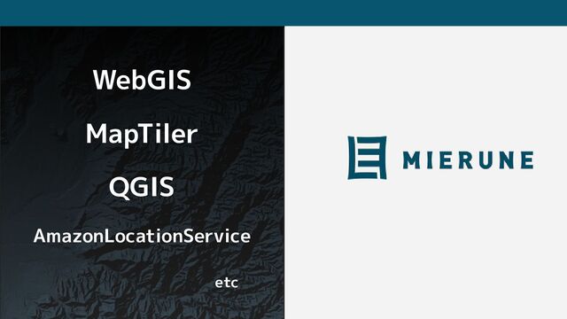 WebGIS
MapTiler
QGIS
AmazonLocationService
etc
