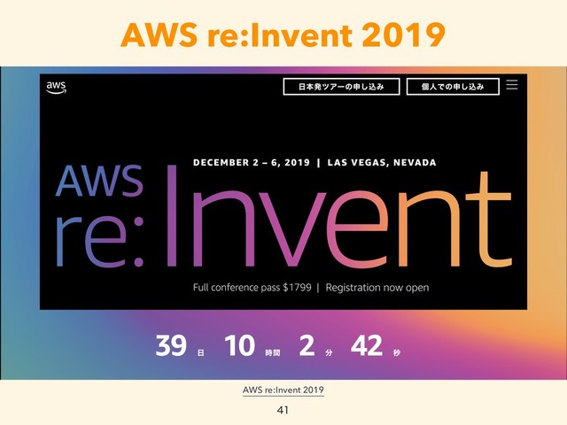 AWS re:Invent 2019
AWS re:Invent 2019

