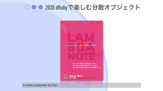 2020 dRubyͰָ͠Ή෼ࢄΦϒδΣΫτ
n-monthly Lambda Note Vol.2 No.1
