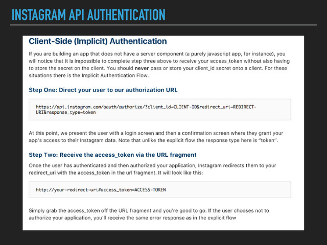 INSTAGRAM API AUTHENTICATION
