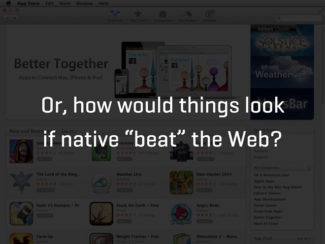 Or, how would things look
if native “beat” the Web?
