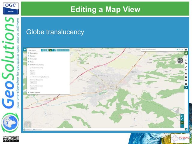 Editing a Map View
Globe translucency
