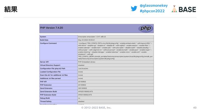 © 2012-2022 BASE, Inc. 40
@glassmonekey
#phpcon2022
結果
