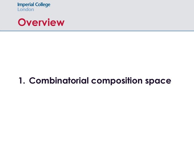Overview
1. Combinatorial composition space

